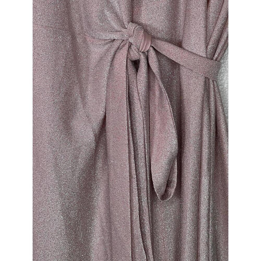 NWT Free People One More Time Lurex Wrap Midi Dress Peach Pink Shimmer Size M - Picture 4 of 10
